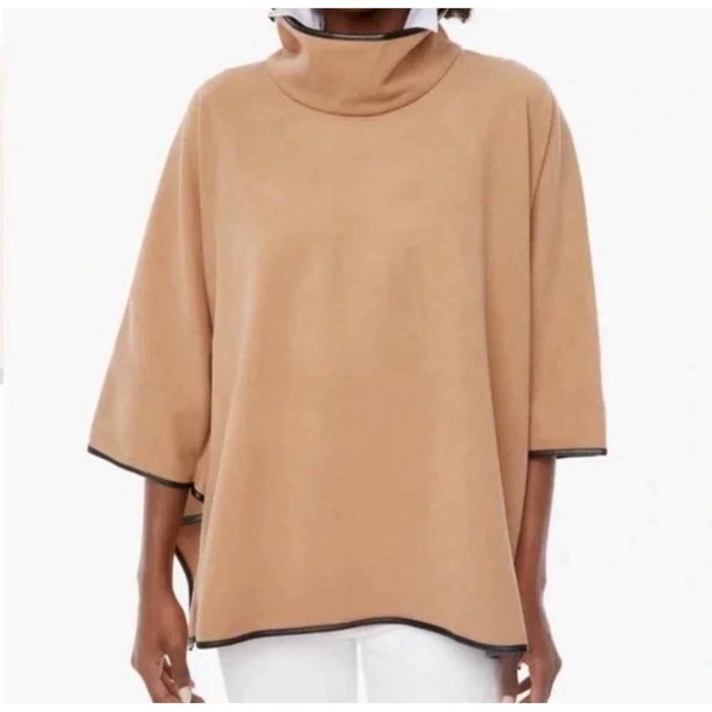 Tuckernuck Womens Piper Poncho Funnel Neck One Size Camel Brown Minimalist